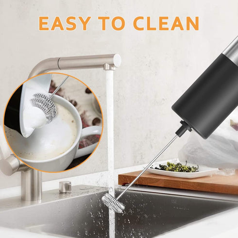 Milk frother, battery powered milk frother, stainless steel milk frother, milk frother with stand, double head mini blender, stainless steel stand...