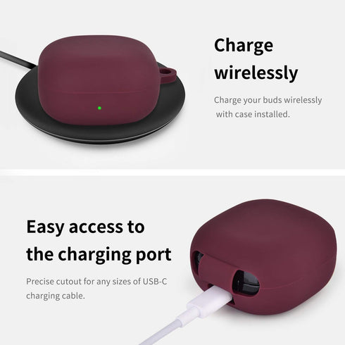 AIRSPO Silicone Case Compatible with Samsung Galaxy Buds 2 Pro/Galaxy Buds2/ Galaxy Buds Pro/Galaxy Buds Live Case (Burgundy)...