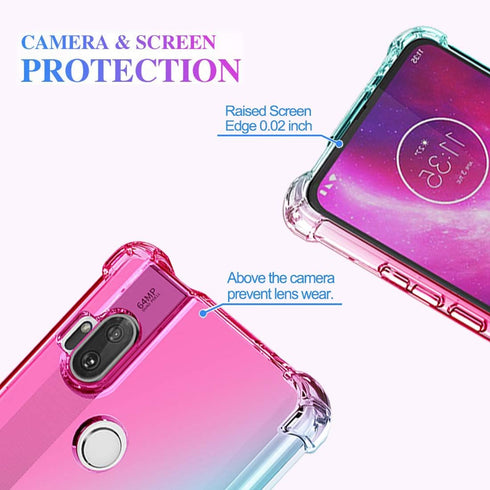 for Motorola One Hyper Case, Clear Cute Gradient Slim Anti Scratch Flexible TPU Cover Shockproof Phone Protective Case for Motorola Moto One Hyper...