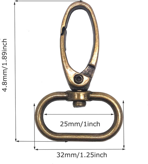 Swivel Lobster Claw Clasps 1 inch 20Pcs Curved Lobster Clasp Swivel Keychain Clasp Oval Ring Swivel Snap Hooks for Strap Bag Purse Hardware Lanyar...