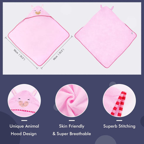 MICHLEY Animal Face Hooded Baby Towel Cotton Bathrobe for Boys Girls 0-6 Year Light Pink...
