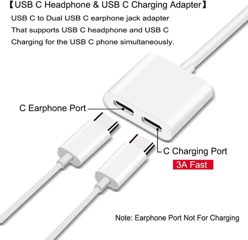 USB C Splitter, Dual USB C Audio and Charger Adapter Compatible with ipad Pro/Air 4,Samsung Galaxy Phone S21/S20/FE 5G/+/Ultra/Note 20/10+Plus,Goo...