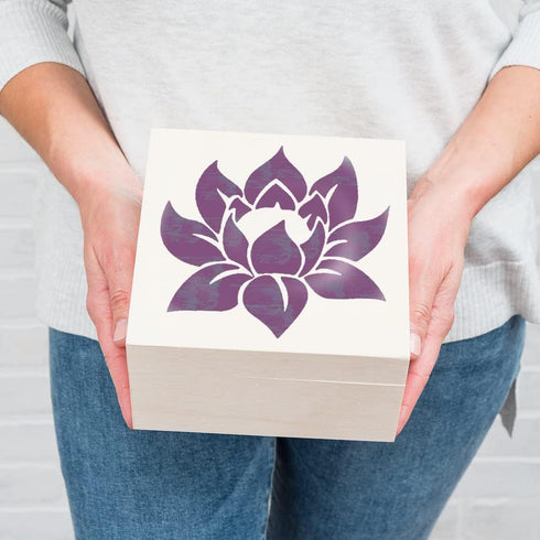 DLY LIFESTYLE Lotus Stencil for Painting on Wood, Canvas, Paper, Fabric, Walls and Furniture - Lotus Flower Stencil - 6x6 Inches - Reusable DIY Ar...