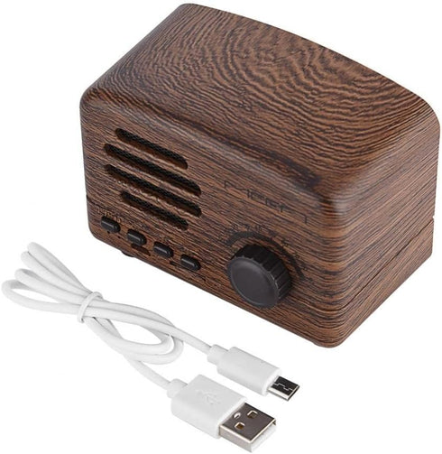 Wireless Bt Speaker, Portable Wooden Retro Desktop Speaker Bass Stereo FM Radio Speaker Support USB TF Card Fit for Travel Home Beach Bathroom Out...