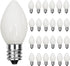 25 Pack C7 White LED Replacement Bulbs, 0.6 Watt White Ceramic Indoor Night Light Bulbs, E12 Base C7 Christmas String Light LED Bulbs for Wedding,...