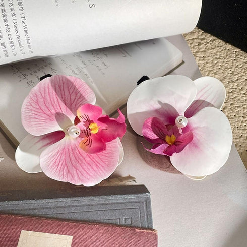 Pink Orchid Flower Hair Clip,Flower Hair Clip Cute Pink Orchid Side Barrettes Elegant Flower Hair Clip Sweet Hair Clip and Barrettes Hair Accessor...