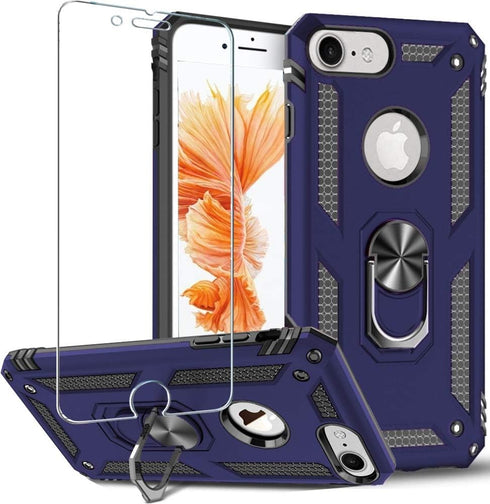 Folmeikat iPhone 8/7/6s/6 Case with 360 Rotating Metal Ring, Slim Shock Absorption, Blue...