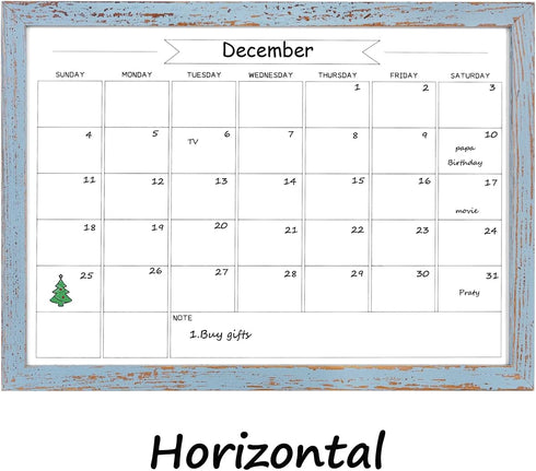 Dry Erase Monthly Calendar Board, Magnetic Whiteboard for Wall, Office/School/Home, Solid Wood Walnut Brown Frame Hanging Board 10.5"x 14.5"(YL-Bl...