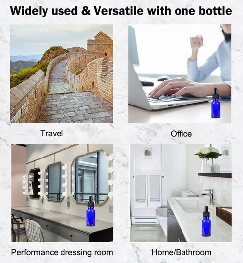 AKOAK 30ml Blue Glass Bottle with Dropper - for Essential Oils or Laboratory Chemicals, Pack of 3...