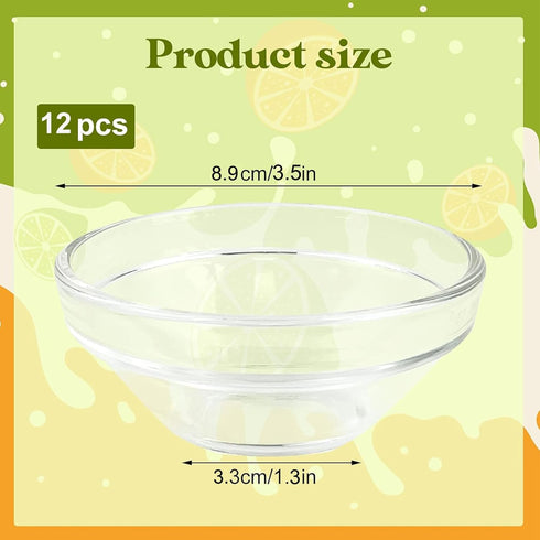 12 Pack 3.5" Clear Glass Bowls, 4.5oz Soy Sauce Dipping Bowls, Stackable Serving Bowls for Ramekins Appetizer Tray, Sauce Dish, Tomato Sauce, Sala...