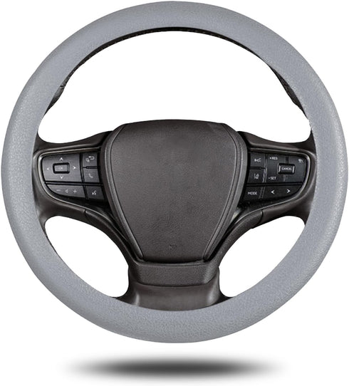 ZKFAR 1 PC Car D Shape Round Steering Wheel Cover, Universal 15In Silicone Steering Wheel Cover, Non-Slip Breathable Steering Wheel Protector, Uni...