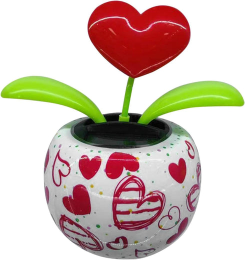 Red Solar Powered Dancing Figurines Toy - Solar Dance Flower, Heart Swing Dancing Flower in Pots, Shaking Head Ornament Car Dashboard Decoration G...