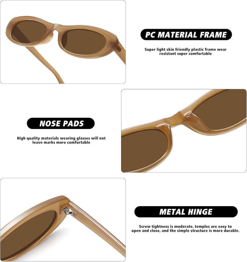 STORYCOAST Narrow Retro Oval Sunglasses for Women Men Fashion Small Frame Sun Glasses 90s Vintage Style...