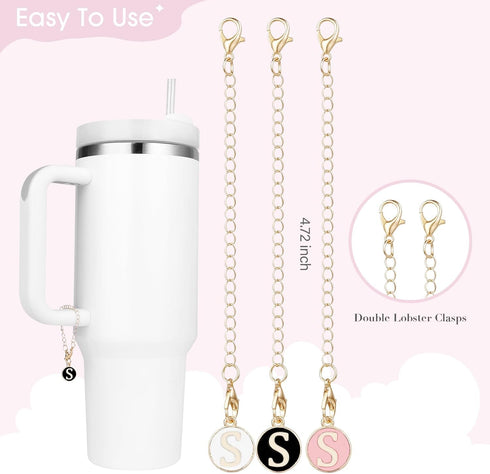 6pcs Cloud Flower Straw Cover for Stanley Cup,Straw Topper 10mm Straw Tips Lids,with 3PCS Initial Personalized Letter Charm Stanley Tumblers Acces...