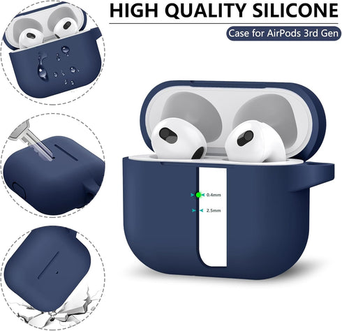for AirPods 3rd Gen Case Cover with Cleaner Kit,Silicone Protective Case for Apple AirPods 3rd Generation Charging Case with Keychain,Shockproof A...