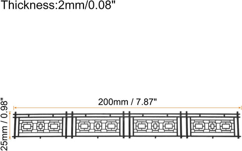 MECCANIXITY 2pcs 7.87 Inch Miniature Garden Fence, Mini Ornament Wood Picket Fence Decorative for Dollhouse Home DIY, 0.08" Black Classical Style...