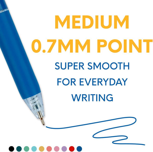 Pastel Ballpoint Pens Colored Ink Retractable - Medium Point 0.7mm Comfortable Grip - Quick Drying, Smearing and Smudging Proof - Smooth Writing...