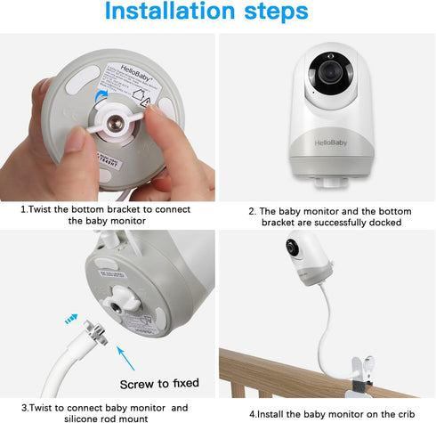 Flexible Clip for Hellobaby Monitor HB40/HB65/HB66/HB6550/HB6558/HB248, Baby Camera Holder Mounting Bracket for Vtimes Baby Monitor VT302 / Blemil...