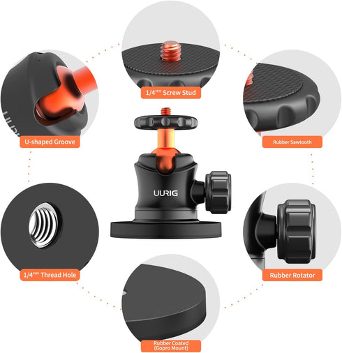 UURIG BH-04 Magnet Camera Mount for GoPro,Heavy-Duty Metal Car Powerful Magnetic Camera Mount with 360 Degree Rotation Ball Head for Car Body,Comp...