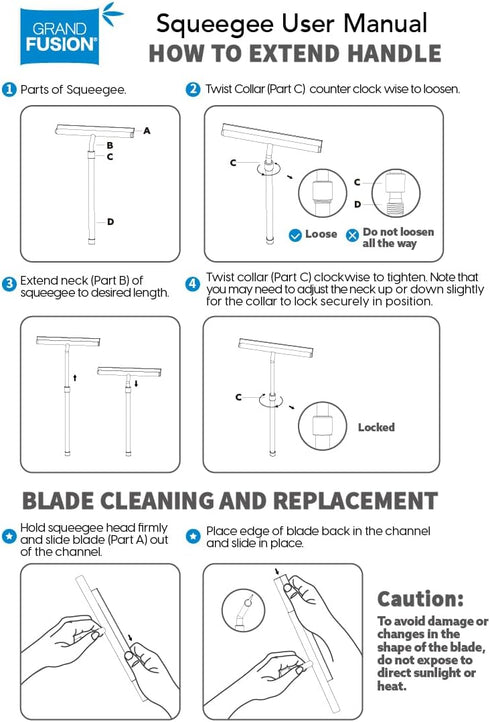 Shower Squeegee with Long Handle and Adhesive Hook. for Glass Doors, Tile Walls, Mirrors and Windows. Telescoping Squeegee for Cleaning. Bathroom ...