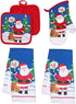 Christmas Kitchen Towel Set 5 Piece 2 Pot Holders & 2 Towels with 1 Oven Mitt (Santa Claus)...