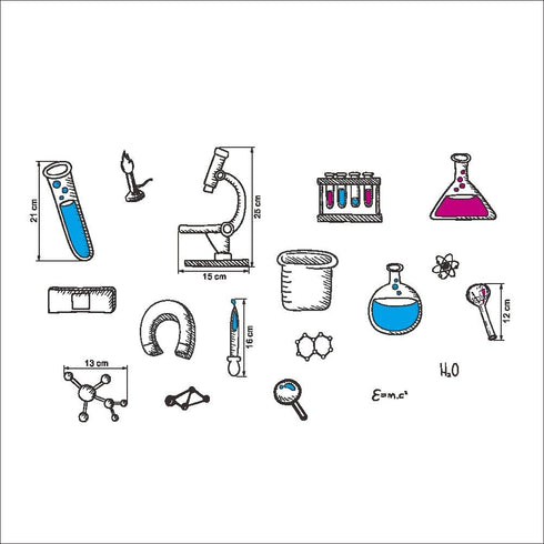 BIBITIME Science Laboratory Wall Decals Vinyl Chemical Element Tool Stickers for School Classroom Nursery Bedroom Children Student Study Teens Kid...