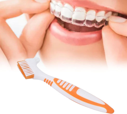 Denture Brush Denture Toothbrush Washing Brush Dual Head Denture Washing Tools,Premium Hygiene Denture Brush False Teeth Brushing Tools for Dentur...