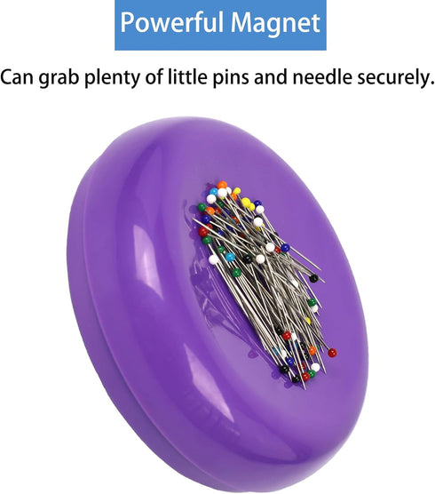 Hilltian Magnetic Pin Cushion with 100 Plastic Head Pins, Magnetic Pins Holder Pin Cushion for Sewing Quilting (Purple)...