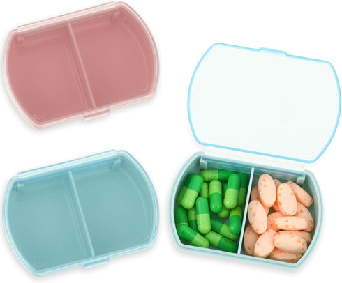 Sibba Pill Organizer Box Case 2 PCS Waterproof Travel Medicines Container Purse Essentials Small Cute Fish Oil Holder Supplements Mini Pillbox Dis...