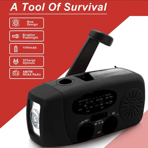 Upgrade Portable Solar Emergency Weather Radio Hand Crank AM/FM NOAA Survival Radios with LED Flashlight 2000mAh Power Bank for Smart Phone for Ho...