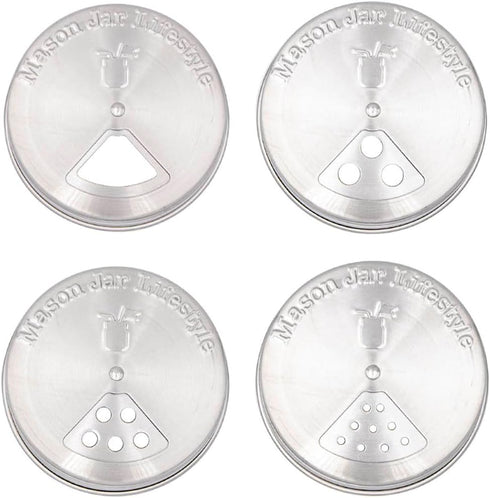 4 Pack Stainless Steel Spice Shaker Lid for Mason Jars (Regular Mouth)...