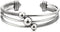 COOLSTEELANDBEYOND Three-Row Women's Stainless Steel Adjustable Open Cuff Bangle Bracelet with Cable and Ball Charms...