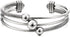 COOLSTEELANDBEYOND Three-Row Women's Stainless Steel Adjustable Open Cuff Bangle Bracelet with Cable and Ball Charms...