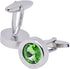 Round Green Crystal Men's Cufflinks In Gift Case Classic Round Silver Crystals Cufflinks for Men Jewelry for Wedding Party Business Birthday Anniv...