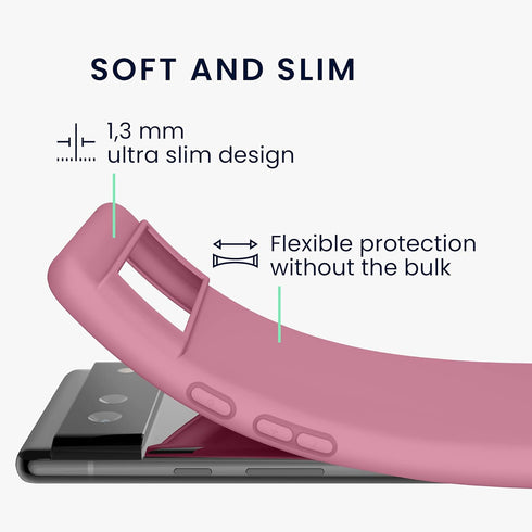 kwmobile Case Compatible with Google Pixel 6 Case - Soft Slim Protective TPU Silicone Cover - Dark Rose...