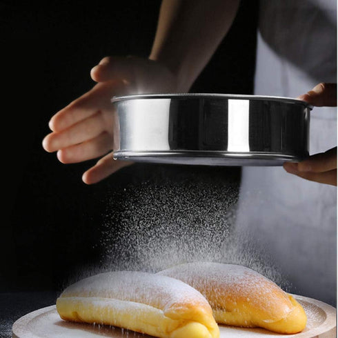 2 pack (60/40 Mesh) Professional 6/8/9.5 Inch, Round Flour Sifter for Baking - Flour Sieve Fine Mesh - Premium Rustproof Stainless Steel (9.5" (24...