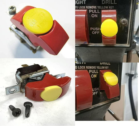 Yellow Safety Switch Key Compatible with Craftsman Radial Arm Jointer Band Drill Sears Table Saw, Sander, Band Saw, Drill Press Parts- Oval (2pcs-...