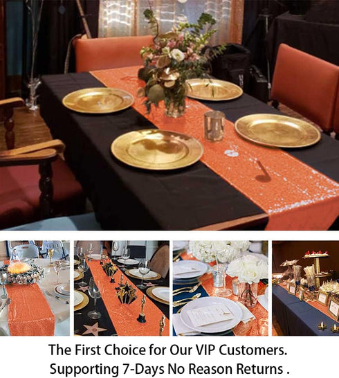 ShiDianYi Sequin Table Runner Orange Bridal Shower Decorations Table Decor Glitter Table Cover Table Runners 14x108 Inches ~0225S (1, Orange)...