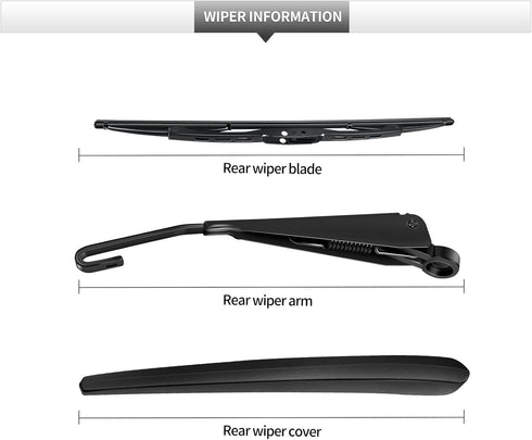 Replacement for Chevrolet Equinox 2018 2019 2020 2021 2022 2023 2024 Rear Windshield Wiper Blade and Arm Assembly-All-weather Back Window Wiper Ar...