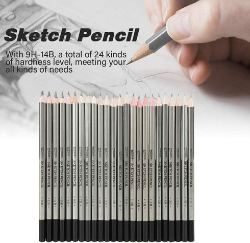 Tekenpotloden, Pencil Non Toxic Colored Paint H9 to H Pencils 9H-14B 24Pcs Sketch Art Graphite Drawing...