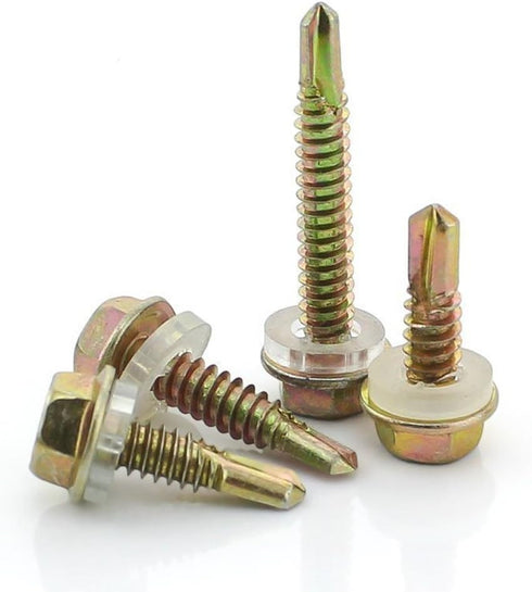 Box of 80 Tek Roofing Screws Hex Head with Sealing Washer for Fixing to Timber 16mm 20mm 25mm 30mm 35mm 40mm 45mm 50mm Free Drive Bit...