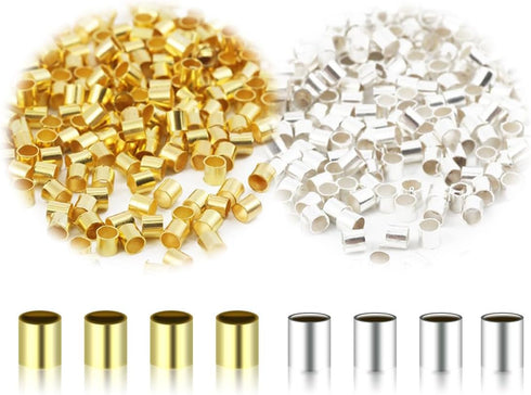 1000PCS Crimping Beads for Jewelry Making,2mm Bead Stopper Tube Column Stoppers,Used for DIY Handmade Works Such as Earrings, Bracelets, Beading, ...