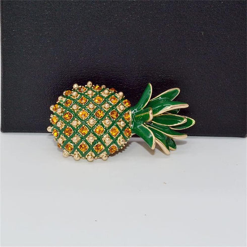 Pineapple Brooch Pins Cute Rhinestone Pineapple Brooches Fruit Lapel Pins Women for Clothes Hat Backpacks Jackets Shirt Accessory DIY Decoration...