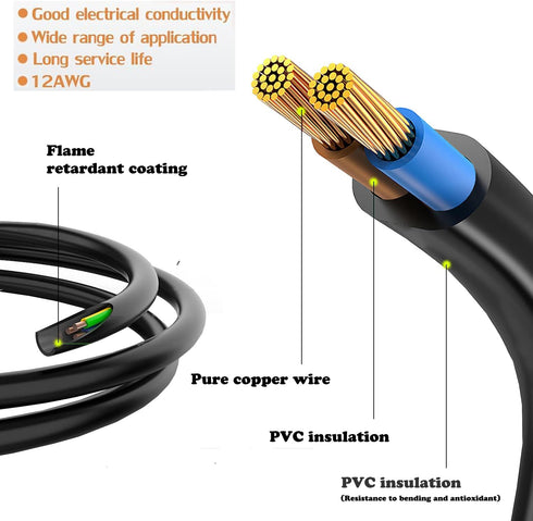 2Pin Waterproof Connector,2 Wire Male Female Plug LED Connector,with 12AWG IP68 25CM Extension Cable, for Car, Boat,Truck,Indoor/Outdoor LED Strip...