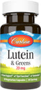 Carlson - Lutein & Greens, 20 mg, Vision Support & Eye Function, Antioxidant, 30 Vegetarian Capsules...
