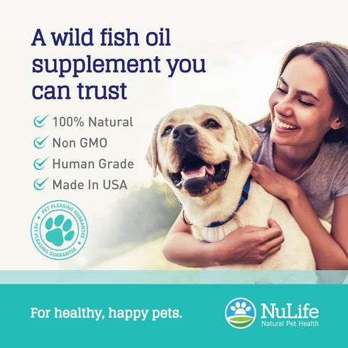 100% Pure Omega 3 Fish Oil for Dogs & Cats - Pet Fish Oil Supplement with DHA & EPA Fatty Acids for Healthy Skin & Shiny Coat - Improves Shedding ...