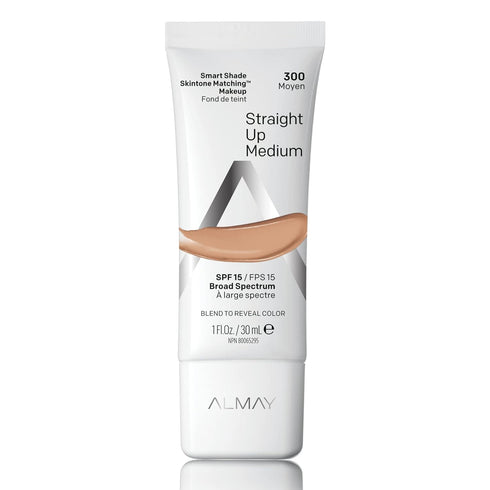 Almay Skintone Matching Foundation, Smart Shade Face Makeup, Hypoallergenic, Oil Free-Fragrance Free, Dermatologist Tested with SPF 15, 300 Straig...