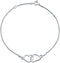 Bling Jewelry Romantic Open Interlocking Danity Bow Hearts Anklet Ankle Bracelet For Women .925 Sterling Silver Adjustable 9 To 10 Inch With Exten...