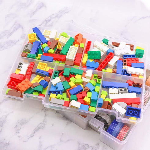 Plastic Organizer Container with Adjustable Dividers,Plastic Storage Box with 18 Removable Grids,Jewelry Organizer Compartments for Cosmetics Craf...