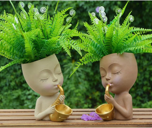 Face Planter Pot Head Planter, Small Plant Pots Indoor Flower Pots, Plant Pot Succulent Pots, Boho Vase with Drainage, Bust Statue Planters for Ho...